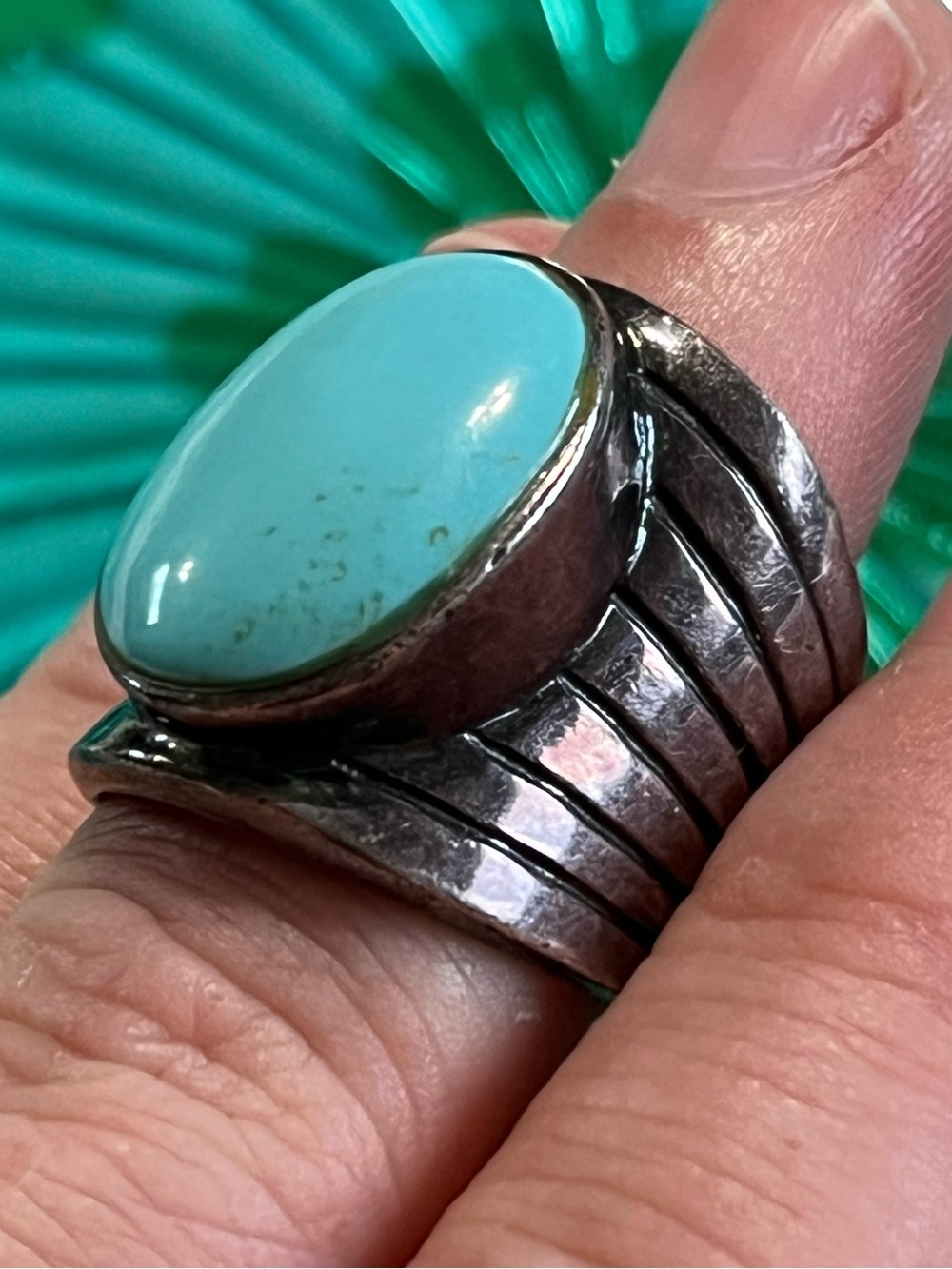 Vintage Sterling Silver 925 Sky Blue Turquoise Statement Size 5.5 Ring - Picture 3 of 8